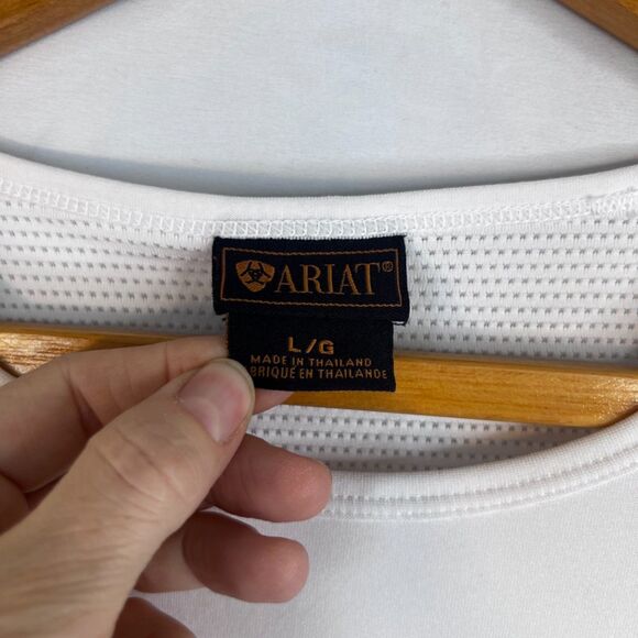 Ariat White Mesh Short Sleeve Athletic Active Top Tee Basic Neutral Size Large - Picture 8 of 11